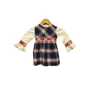 Vintage Nannette girls toddler dress size 2T red white blue long sleeve